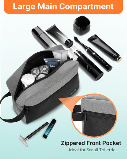 Toiletry Bag for Women and Men, Lightweight Makeup Bag Hanging Dopp Kit with Shaving Compartment Cosmetic Organizer Small Tool Bag Travel Essentials, Black&amp;Grey
