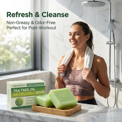 Tea Tree Soap 3x 115G- Natural Soap for Sensitive Skin, Body, Hair &amp; Shaving - with Tea Tree Oil, Fragrance-Light, Rinse Clean