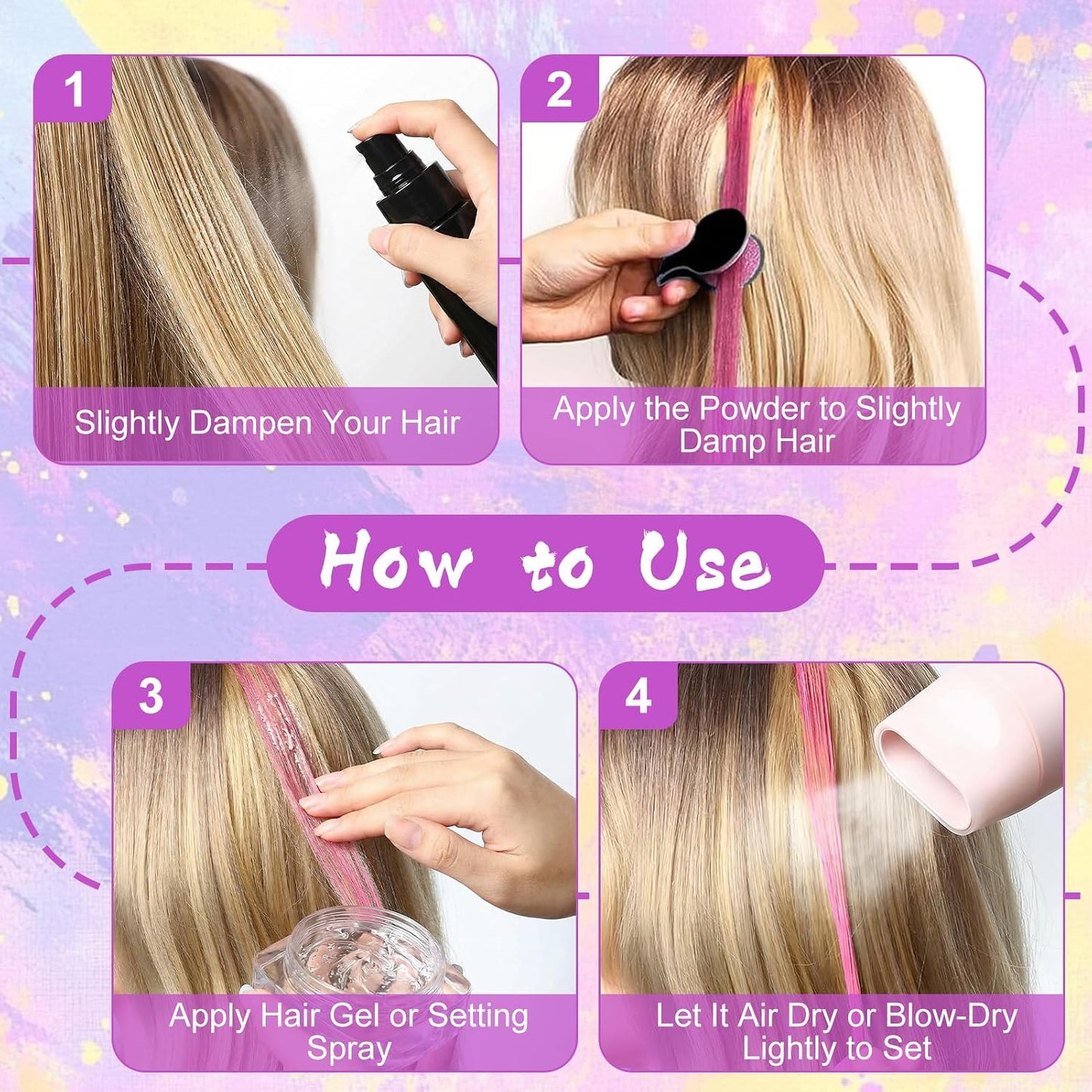12 Colors Hair Chalks for Girls, Temporary Glow in UV Light Hair Dye Teenage Girls Kids Gift, Washable Blacklight Reactive Hair Chalk for Halloween Cosplay, Christmas Birthday Gift, Ages 5-15 Year Old