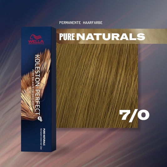 WELLA Koleston Perfect Me+ Pure Naturals Permanent Hair Colour Cream, No. 7/0 Medium Blonde, 0.66 kg