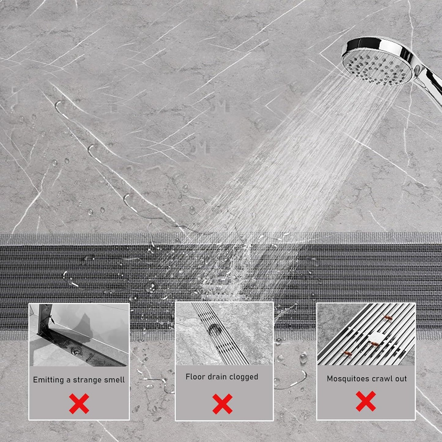 Shower Hair Strainer 100mm x 10m, Self-Adhesive Shower Drain Strainer, Disposable Mesh Hair Catcher with Plastic Scraper, Drain Filter for Showers, Bathtubs, and Kitchens