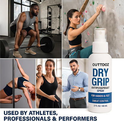 DryGrip Antiperspirant Spray for Hands and Feet – Extra Strength Sweat Control with 15% Aluminum Chloride – Grip Enhancer for Climbing, Gymnastics, Weightlifting, Dance and Sports (1 Pack)