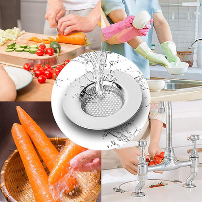 2pcs Kitchen Bathroom Sink Strainer, Stainless Steel Drain Filter, Thicker, Outer Diameter 3 Inch/77mm (Small Size)