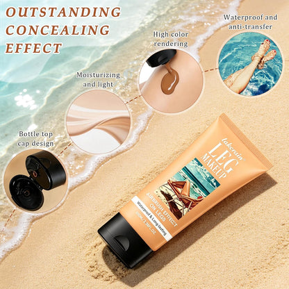 Body Coverage Perfector Waterproof, Leg Makeup, Tattoo Cover Up Cream With Extra Large Body Makeup Brush, Long Lasting Body Foundation for All Skin Tones (Medium)