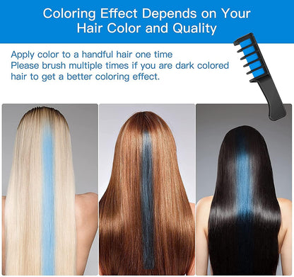 10 Pcs Hair Chalk for Kids Girls Gifts, MSDADA Temporary Bright Hair Chalk Comb for Kids Girls Age 6 7 8 9 10-12+ Washable Coloured Hairspray for Birthday Children's Day Party Cosplay DIY(Blue)
