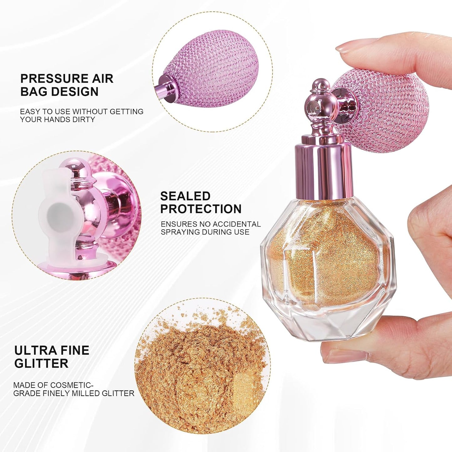 Body Glitter Powder,Shiny Body Glitter Spray for Women, Hairspray Long-Lasting Highlight Powder Spray Makeup Glitter,Makeup for Body, Hair, Face and Clothing (Moonstone)