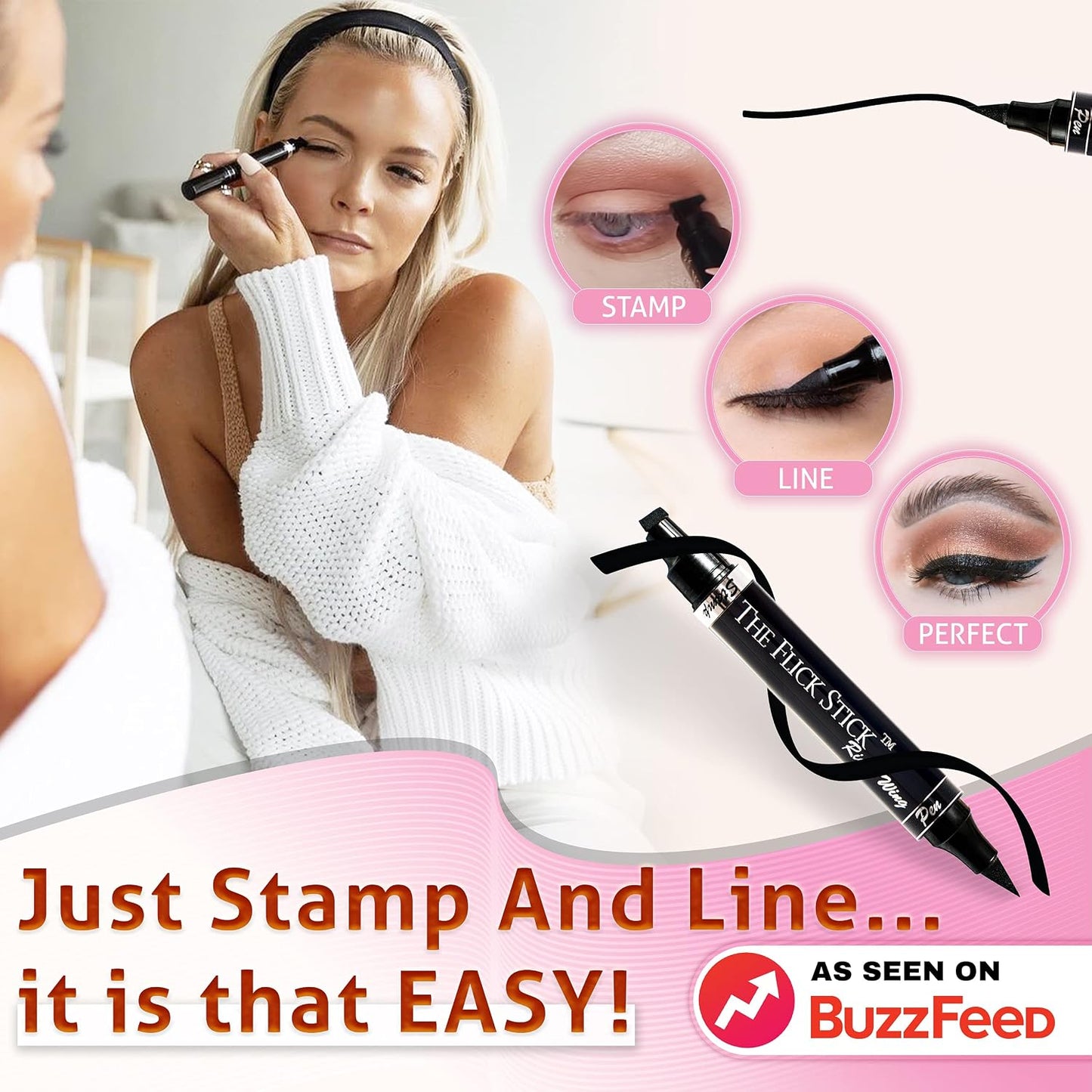 Eyeliner Stamp – Wingliner by Lovoir Black, waterproof, smudgeproof, winged long lasting liquid eye liner pen, Vamp style wings, 2 Pens In A Pack (10mm Classic, Midnight Black)