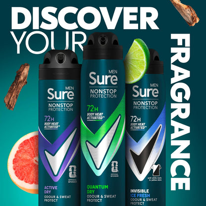 Sure Men Anti-perspirant Deodorant Aerosol Quantum Dry Nonstop Protection 250 ml