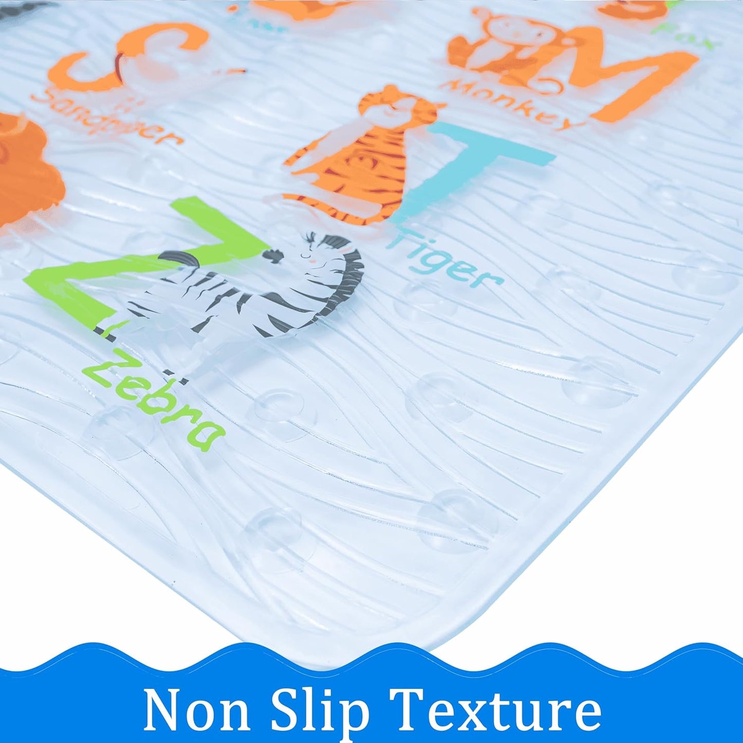 BEEHOMEE Bath Mats for Tub - Large Cartoon Non-Slip Bathroom Bathtub MatAnti-Slip Shower Mats for Floor 89 X 38 CM Machine Washable XL Size Bathroom Mats (Alphabet DWZM)