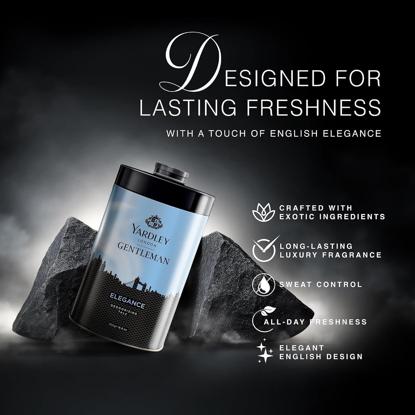 Yardley London - Elegance Deodorizing Talc for Men, 250g