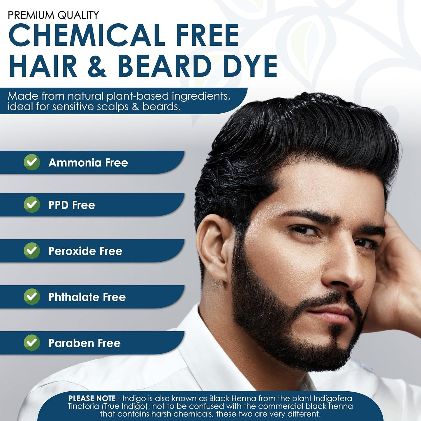 Davis Finest - Henna &amp; Indigo Powder - 200g Combo Pack (100g Each) - 100% Organic Hair &amp; Beard Dye - Natural Colouring for Men &amp; Women - Softening, Thickening &amp; Volumising - PPD-Free &amp; Vega