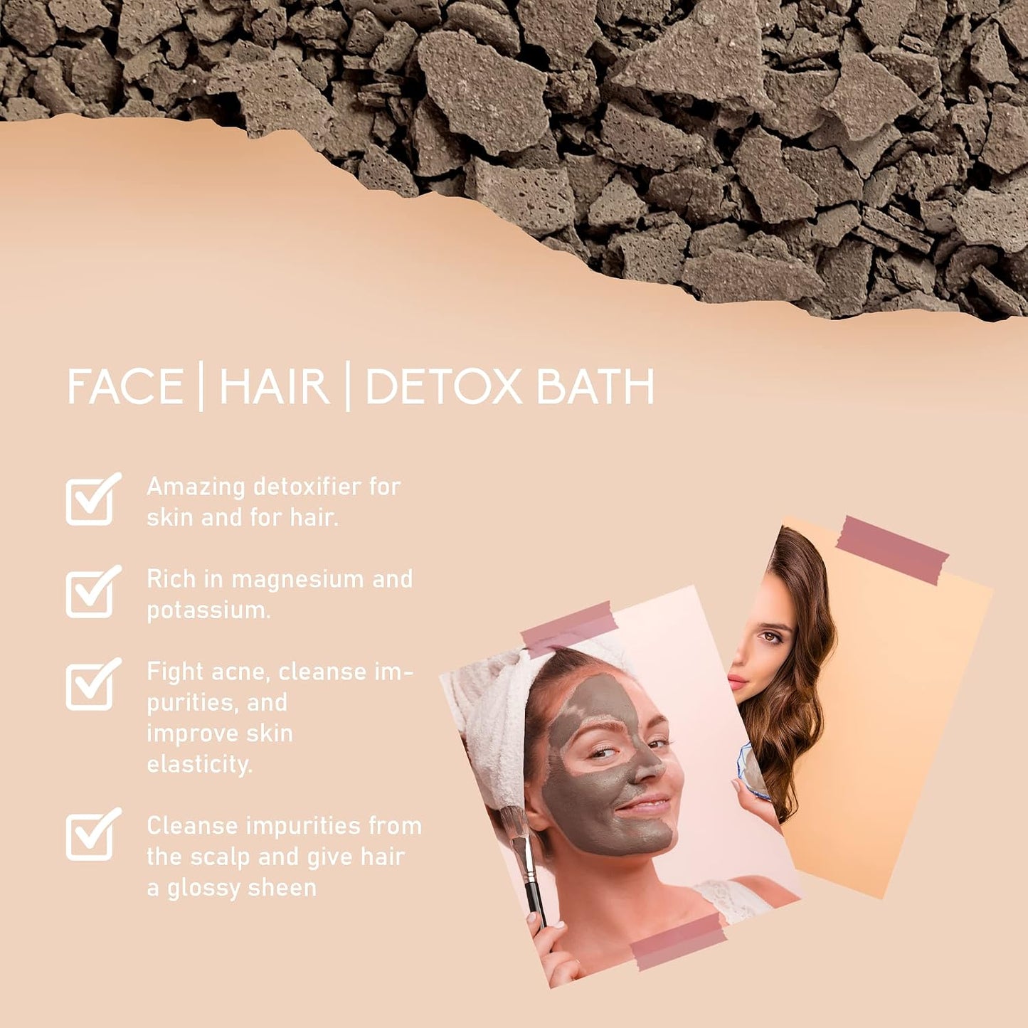 100% Natural Organic Ghassoul Moroccan Skin Care Face Body Hair Care Natural Shampoo Moroccan Rhassoul Clay Mask 500g Hammam Soap 6 times better than bentonite or red clay