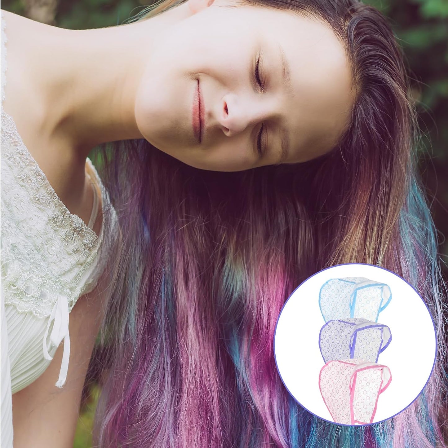 Bewudy 3 Pcs Hair Highlighting Caps, Highlighting Kit, Highlight Cap with Hooks, Highlight Hair Coloring Frosting Dye Kit for Salon Hair Dyeing Hairdressing