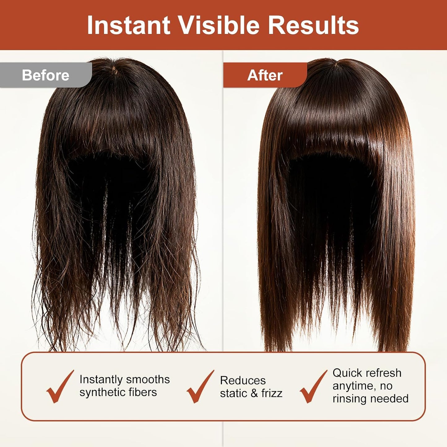 UNEK Leave-in Synthetic Wig Care Spray - Instant Detangling &amp; Frizz Control, Quick Refresh Anytime, Easy Care No Rinse - 150ml