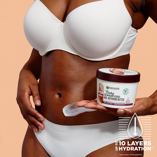 Garnier Body Superfood, Repairing Body Butter, With Cocoa &amp; Ceramide, Body Butter for Very Dry Skin, Vegan Formula, Approved by Cruelty Free International, 300ml