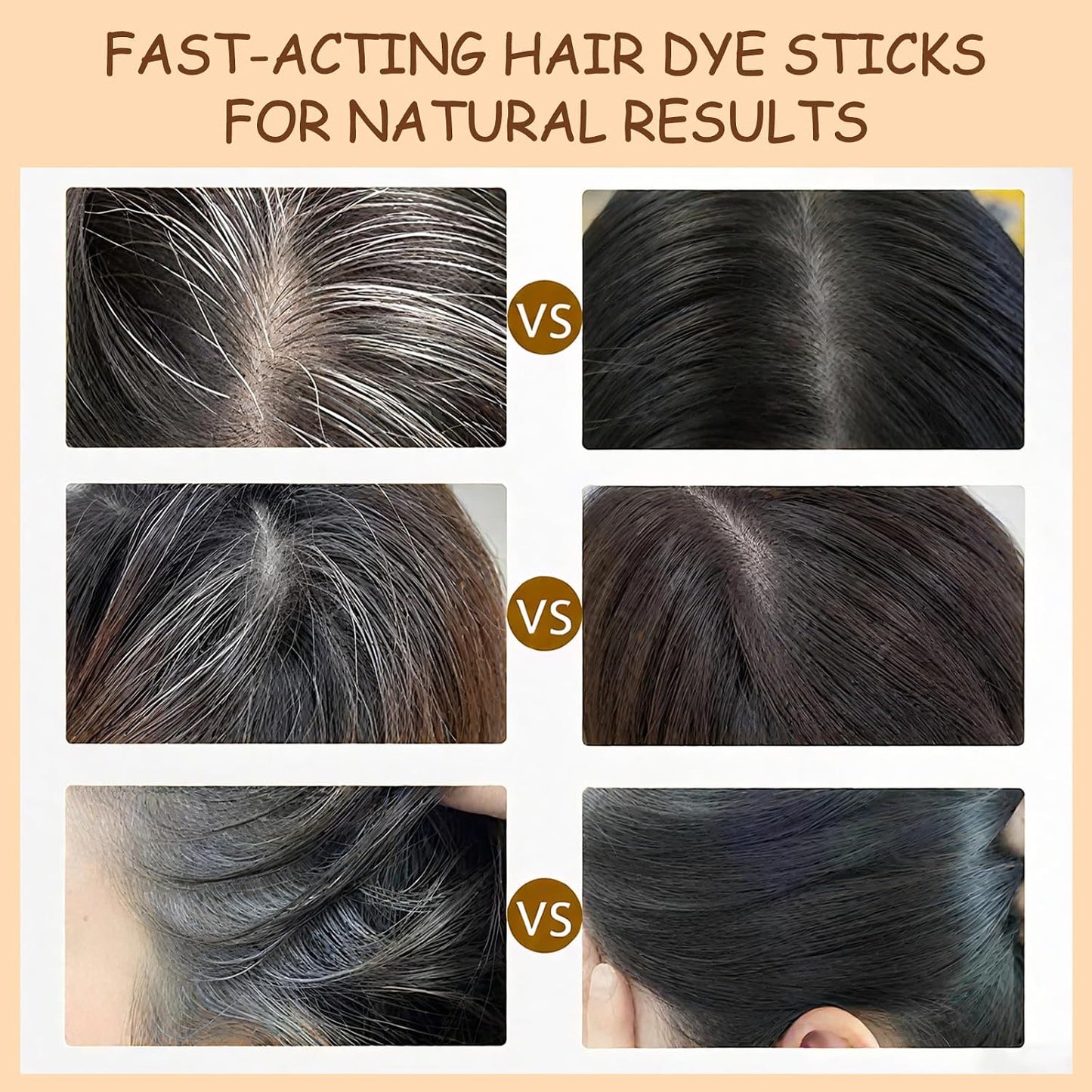 Safe and Convenient Hair Dye Comb, Waterproof Sweat-Proof Hair Dye Stick with Comb, 2-In-1 Quick Touch-Ups Dye Comb for Women &amp; Men (Coffee)