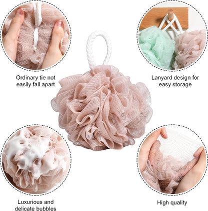 Loofah Sponge Shower Puff – 6 Pack Multicolor Mesh Bath Sponges &amp; Body Scrubbers | Exfoliating Shower Poufs for Men &amp; Women, Durable Bath Puffs for Rich Lather &amp; Gentle Cleaning