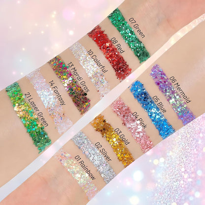 Prreal Rainbow White Body Glitter Stick,Sparkly Hair Face Glitter Makeup for Women Rave Outfit Accessories,Holographic Mermaid Glitters Face Paint Stick for Women Halloween Makeup 1.12 oz, #01