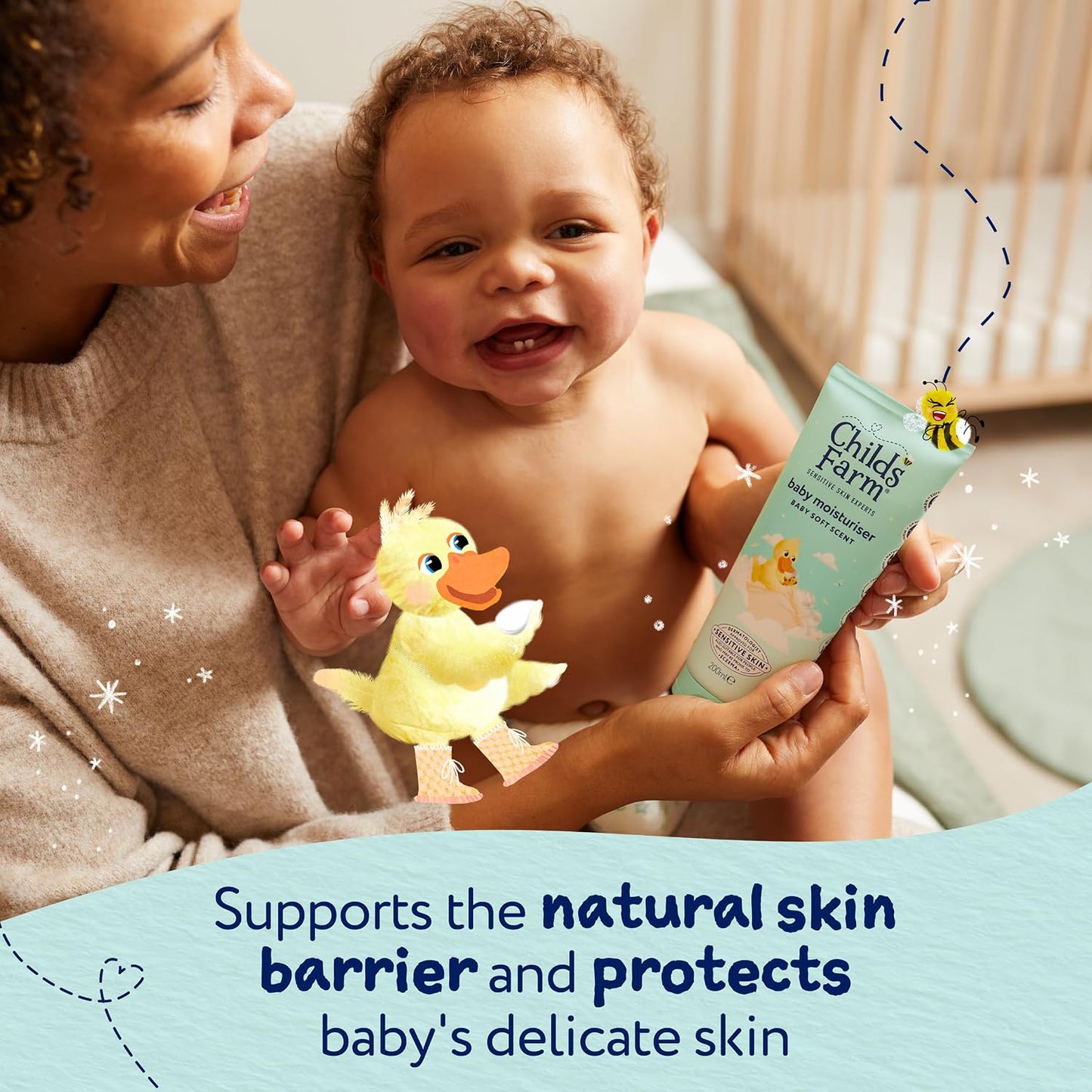 Childs Farm Baby Moisturiser, Baby Soft Scent | Moisturising &amp; Hydrating | Suitable for Newborns with Dry, Sensitive Skin, 200ml