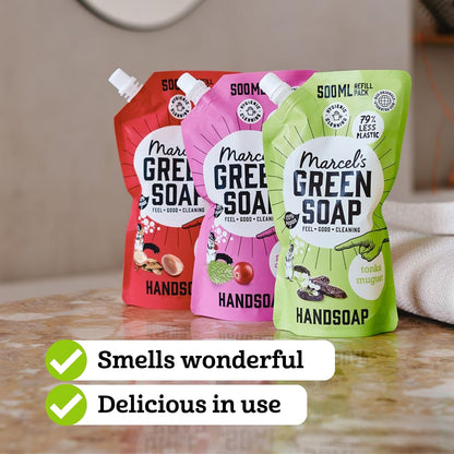 Marcel's Green Soap - Hand Soap Refill Black Pepper &amp; Bergamot - Handwash Dispenser Refill - Microplastic-free formula - Vegan - Packaging recyclable - 500 ml