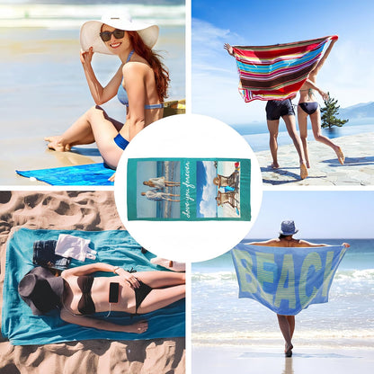 Personalized Beach Towel Customised Beach Towel with Pictures Text,Quick Drying &amp; Sand Free,Soft and Comfortable Bath Towel-Suit for Swim,Fitness,Pool,Seaside (2Photo)