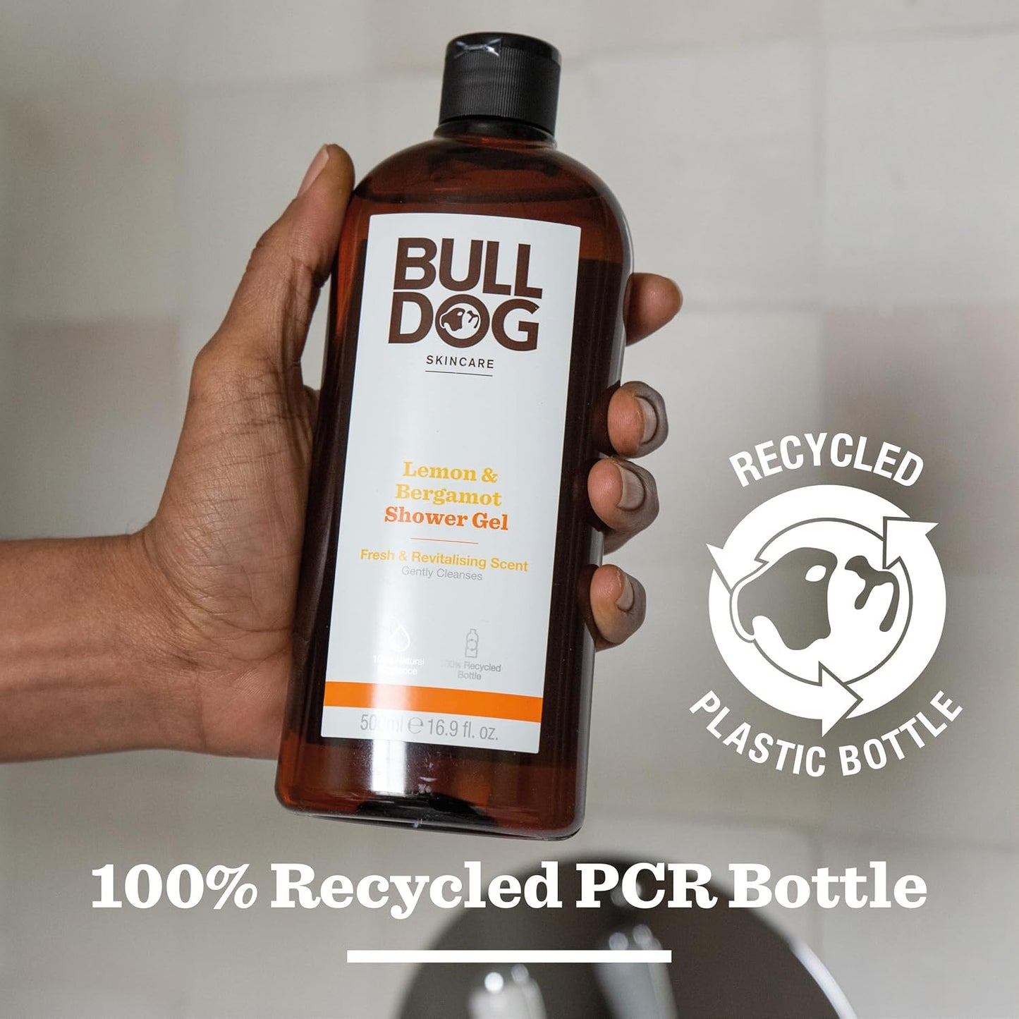 Bulldog Skincare Lemon &amp; Bergamot Shower Gel for Men, Natural, Refreshing Men's Shower Gel, 500 ml