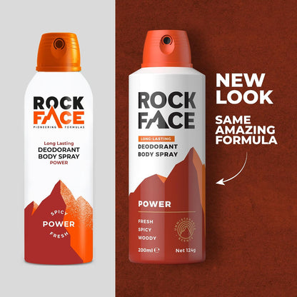 Rock Face Men's Body Spray - Power Fragrance Body Spray Deodorant for Men, 200ml, Spicy Oriental Scent, Long Lasting