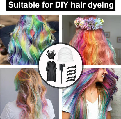 11 Pcs Punched Hole Silicone Highlighting Cap Set Professional Highlight Cap Reusable Hair Highlighting Kit Salon Hairdressing Dyeing Staining Tools for Women Men
