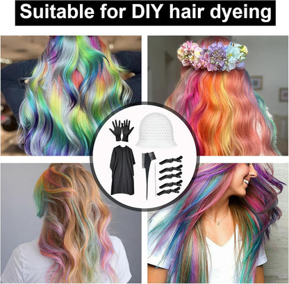 11 Pcs Punched Hole Silicone Highlighting Cap Set Professional Highlight Cap Reusable Hair Highlighting Kit Salon Hairdressing Dyeing Staining Tools for Women Men