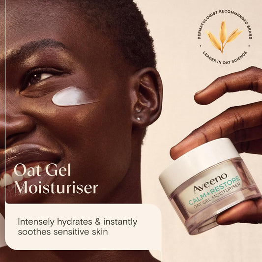 Aveeno Face Calm+Restore Oat Gel Moisturiser (1x 50ml), Face Moisturiser to Instantly Soothe and Replenish the Skin's Moisture Barrier, Intensely Nourishing Day Cream, Suitable for Sensitive Skin