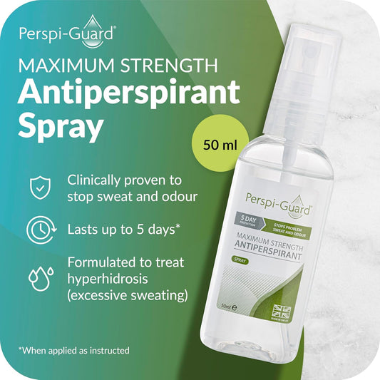 Perspi-Guard Maximum Strength Antiperspirant Spray, Strong Deodorant for Excessive Sweating, Hyperhidrosis Antiperspirant for Men &amp; Women, 50ml, 1pk