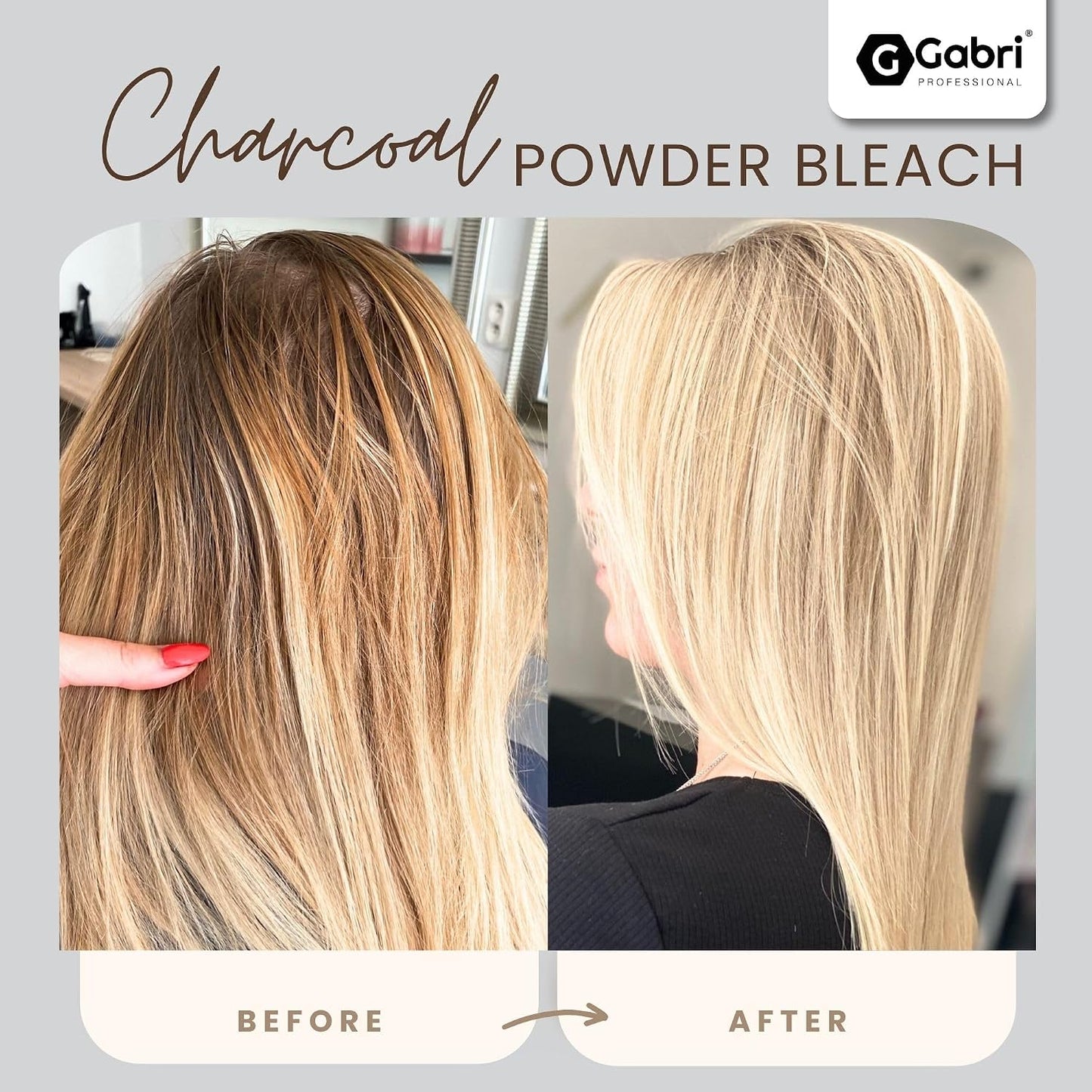 Gabri Powder Bleach 500g Plex 9+, Hair Bleach, Premium Hair Lightener with 9 Levels of Lift, Dust-Minimising Formula, Perfect for Highlights, Balayage &amp; All Salon Techniques (Charcoal, 500g)