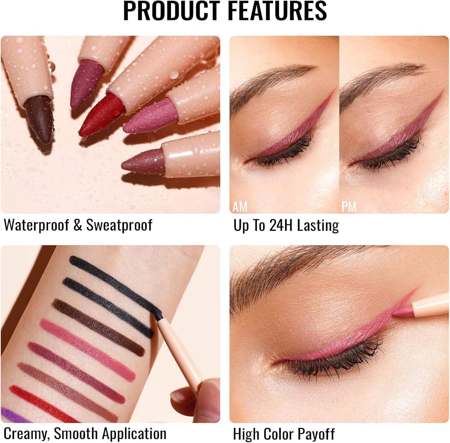 OULAC Matte Brown Eye Liner Pencils Waterproof, Smudge-proof Retractable Eyeliner Lasts 24H +, Highly Pigmented and Smooth, Long-lasting Formula, Vegan (03) Teddy