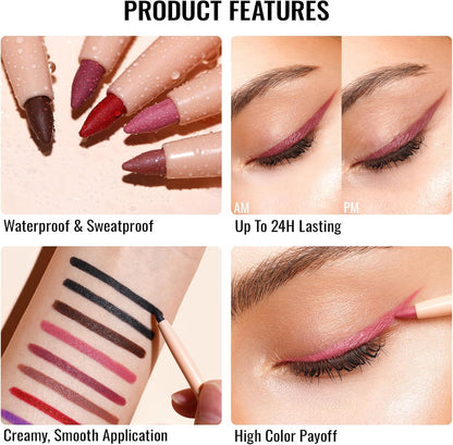 OULAC Matte Brown Eye Liner Pencils Waterproof, Smudge-proof Retractable Eyeliner Lasts 24H +, Highly Pigmented and Smooth, Long-lasting Formula, Vegan (03) Teddy