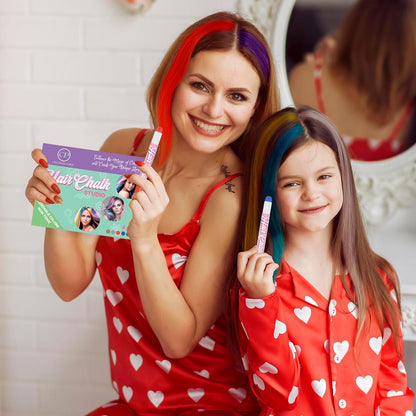 Hair Chalk Gift for Girls - 6 Pens Temporary Non-Toxic Easy Washable Hair Dye Colorful, Pens, Gift Birthday Party Girls, Metallic Colour