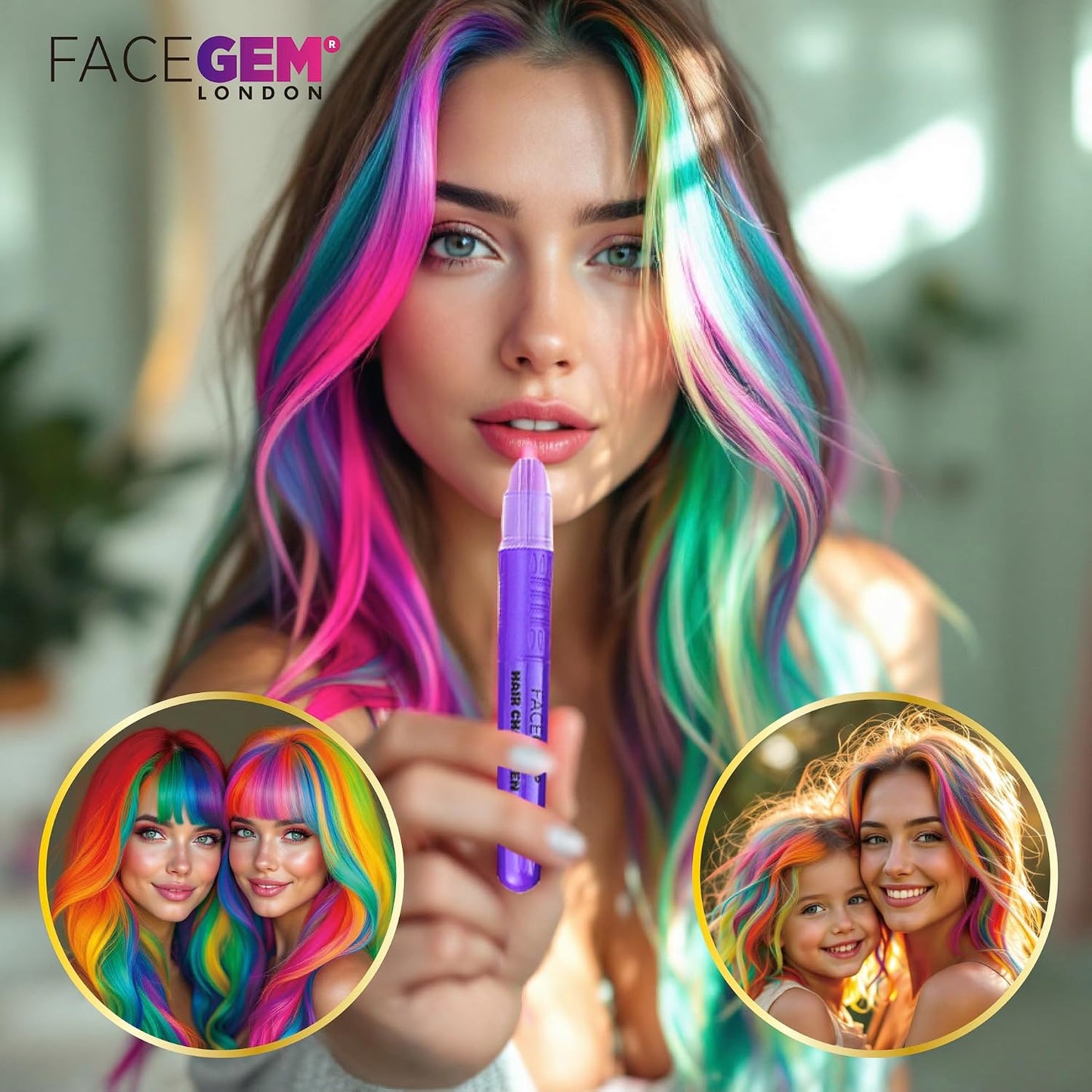 12 Hair chalks, 12 NEON &amp; METALLIC hair chalk, Non-Toxic Easy Washable Hair Dye Colourful, METALLIC &amp; NEON hair chalk - Perfect for Festivals, Halloween, Parties, hair chalks for girls