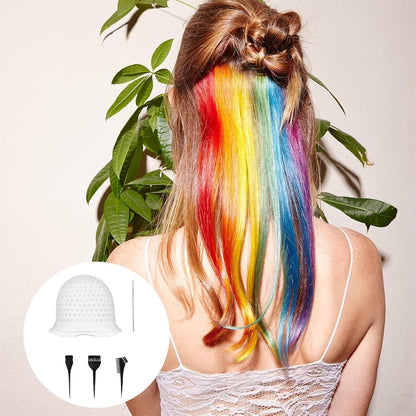 5 Piece Set Highlighting Cap, Highlighting Kit, Highlights Hair Dye Kit, Hair Coloring Brushes And Needle,Highlighting Frosting Cap, Professional Salon Silicone Hairdressing Tools For Women Men
