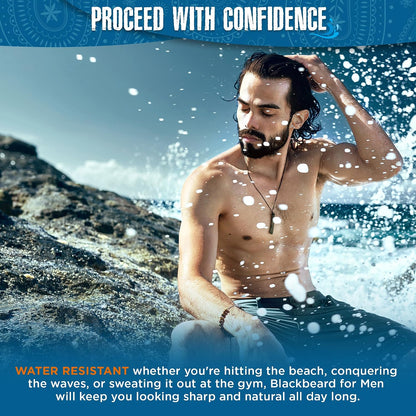 Blackbeard for Men Facial Hair Color Touch Up Brush - Temporary 1-Day Tint for Gray Coverage on Moustache, Sideburns and Brows, Waterproof Hypoallergenic Dye Alternative (Dark Brown)