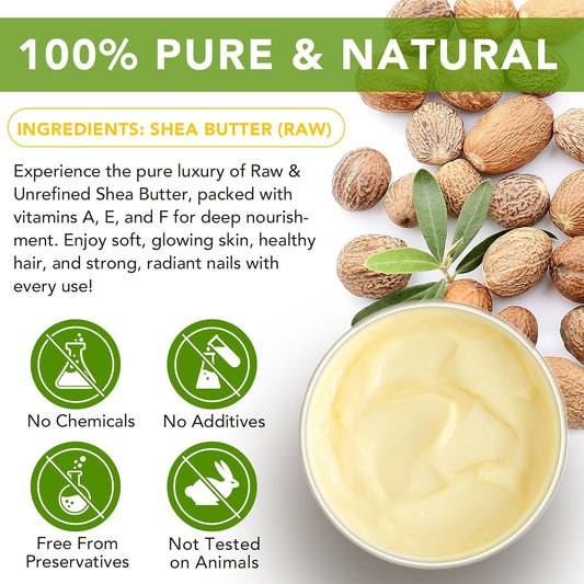 220g Organic Shea Butter, Pure Raw Unrefined Whipped Shea Butter Lip Balm Body Butter Moisturiser Cream Lotion for All Skin Face Hair Type, 7.8 OZ