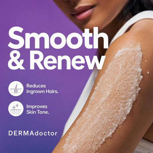 DERMAdoctor Strawberry Legs Treatment, KP Duty Body Scrub, 227g | 10% AHAs + PHAs, treats keratosis pilaris and rough bumpy skin, dermatologist formulated exfoliant (DR-KPS8)