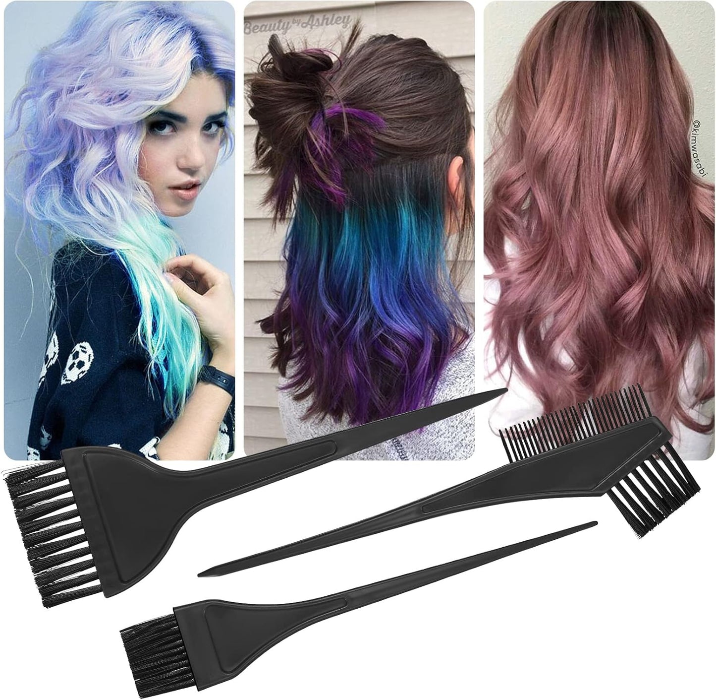 4 Pcs Hair Coloring Brushes, Hair Dye Brush and Mixing Bowl Set, Double-Sided Hair Dying Brushes Tint Comb Set for DIY Salon Hairs Coloring Dying Brush, with Mixing Bowl - Black