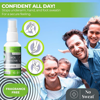 No Sweat Maximum Strength Clinical Antiperspirant Spray, Strong Deodorant for Excessive Sweating &amp; Hyperhidrosis Treatment, Lasts up to 7 Days-50 ML - Packing May Vary