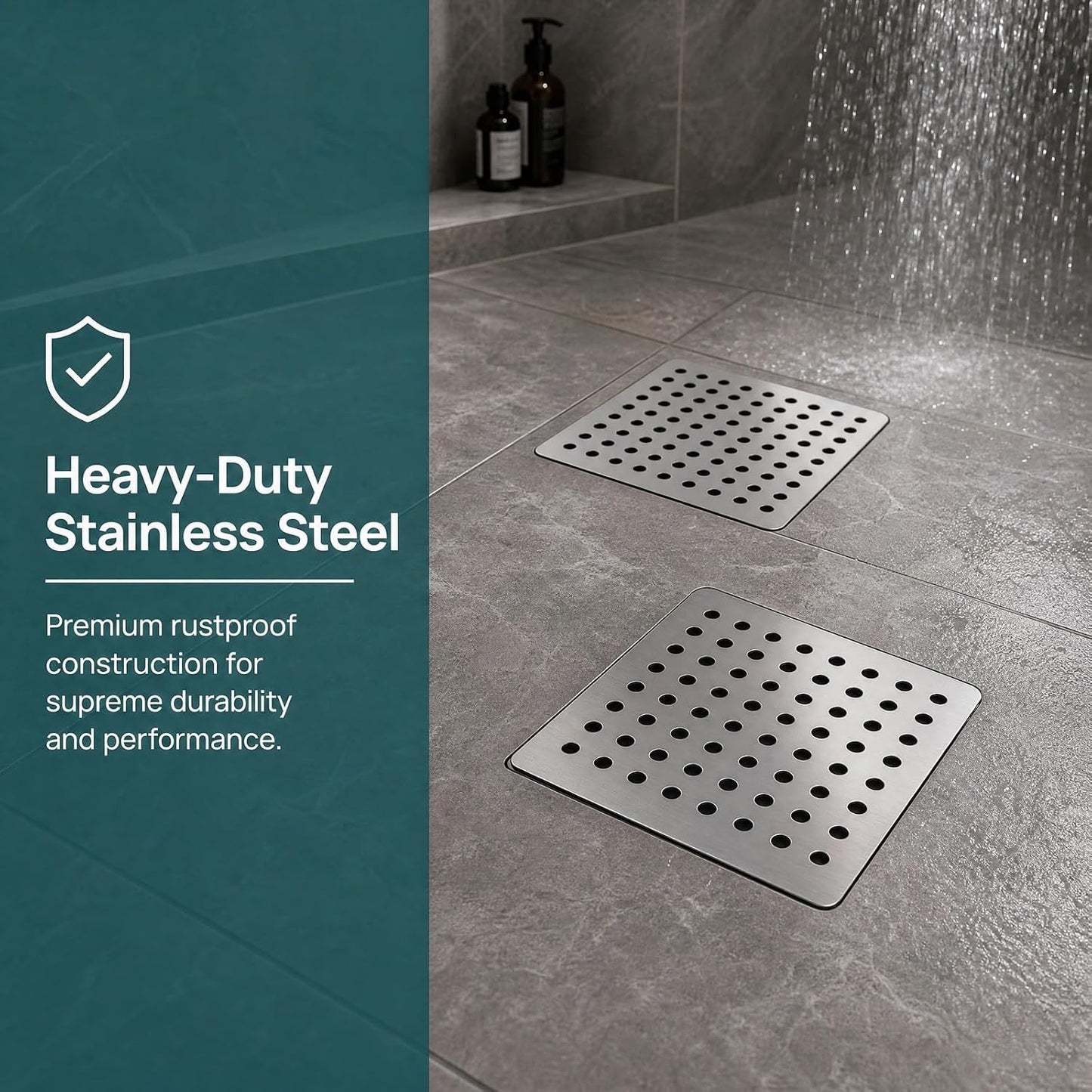 2PCS Stainless Steel Drain Cover 15x15cm, Square Outdoor Drain Covers to Stop Leaves &amp; Debris, Rustproof Metal Grid Covers for Outside Drains, Garden, Patio &amp; Shower Drain Guard