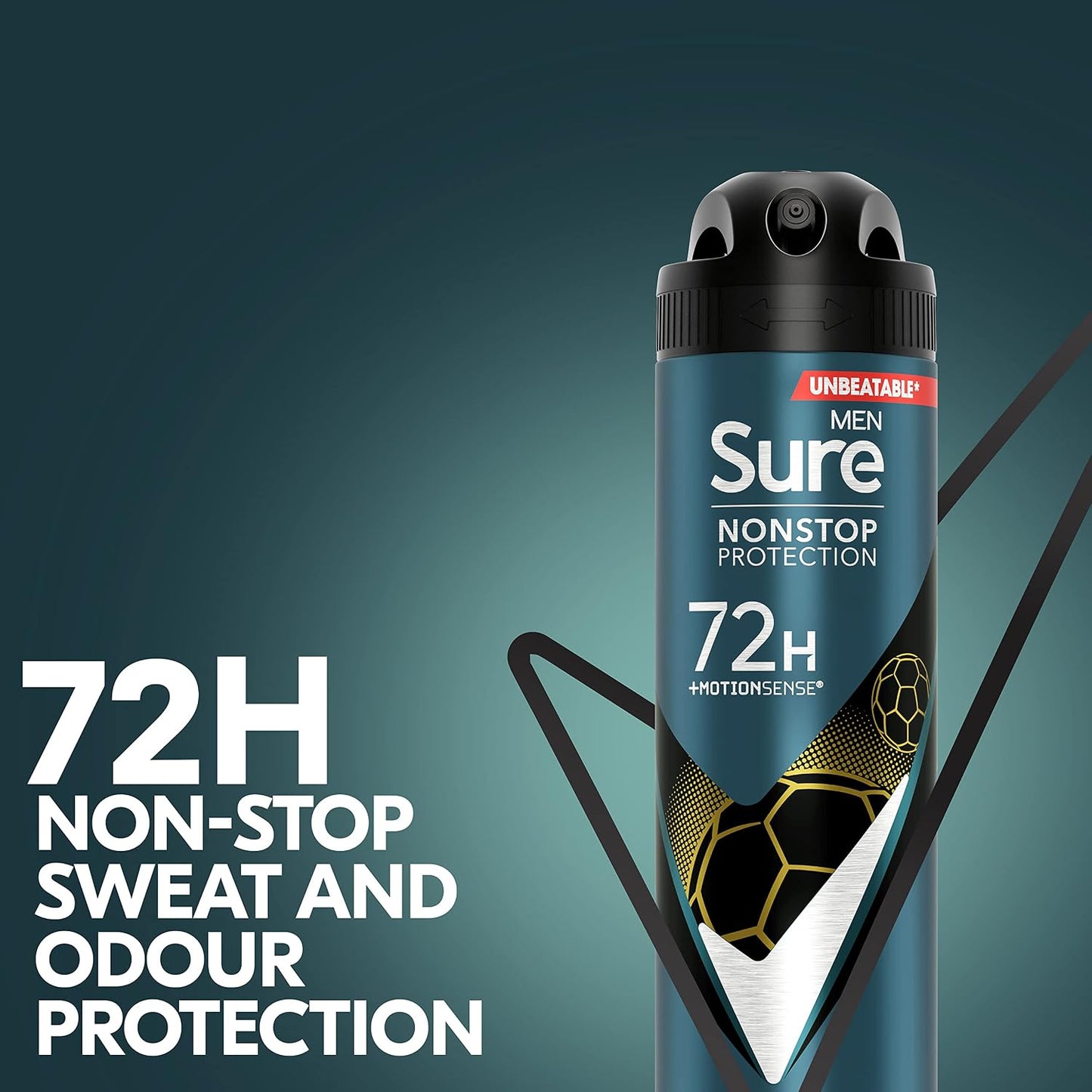 Sure Men Sport Cool Nonstop Protection Anti-perspirant Deodorant Aerosol MotionSense technology anti-perspirant deodorant spray 72h protection against sweat and odour 150 ml (Pack of 3)