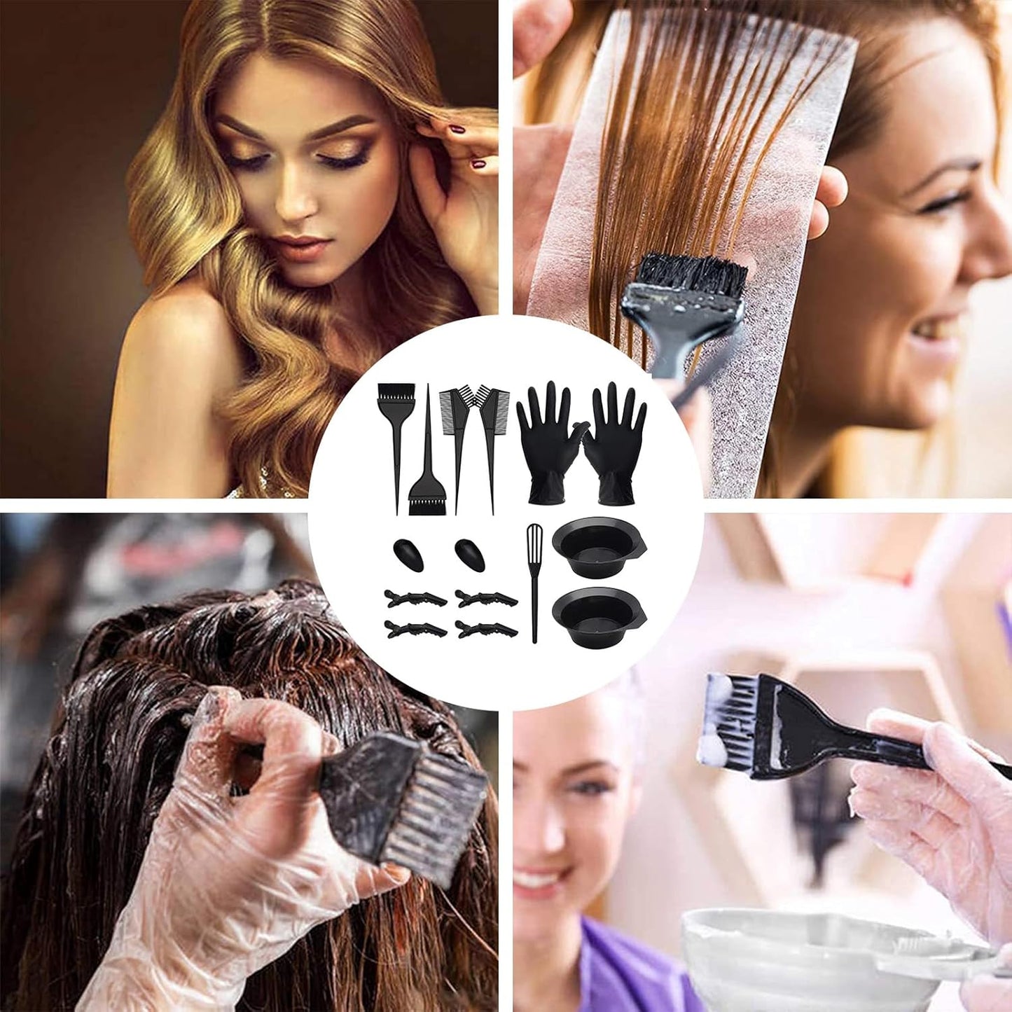 29 Pcs Tools for Hair Colouring Kit, Hair Dying Tools Kit, DIY Beauty Salon Hair Bleaching Tools Kit, for Men Women - Includes Hair Tinting Bowl, Hair Dye Brush, Ear Cover, Hair Dye Gloves, Hair Clips
