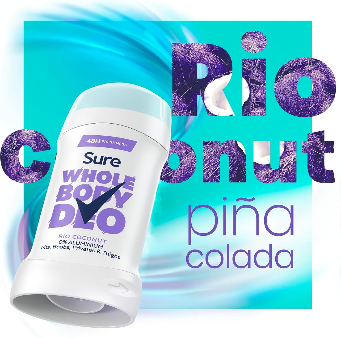 Sure Rio Coconut Whole Body Deodorant women's deodorant stick with a fresh &amp; tropical fragrance for 48-hour odour control 50 ml