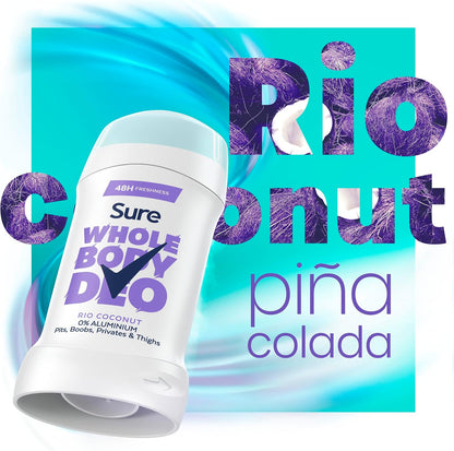 Sure Rio Coconut Whole Body Deodorant women's deodorant stick with a fresh &amp; tropical fragrance for 48-hour odour control 50 ml
