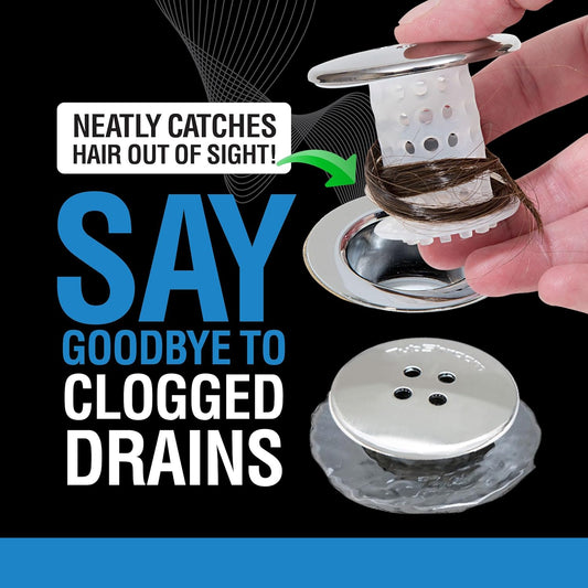 TubShroom Tub Drain Protector Hair Catcher Strainer Snare Silicone Chrome Standard