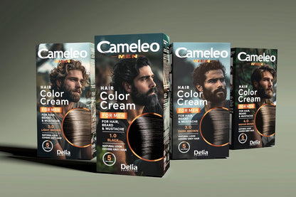 Cameleo Men - Permanent Hair Dye | Dark Brown Colour for Hair Beard &amp; Moustache | Natural Colour Effect in 5 Minutes | Cover Grey Hair | Ammonia FREE | 30ml
