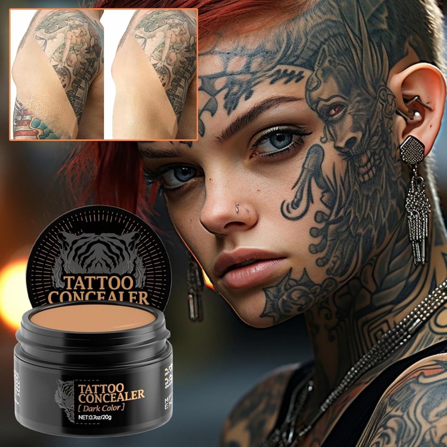 Full Coverage Body Scar Concealer, Body Makeup to Cover Skin, Waterproof High Coverage Foundation Cream, Long Lasting Sweat Resistant Mark Hider for Tattoo Scars Events, Trips, Shows, Daily